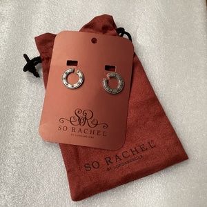 SO RACHEL By Longaberger Silver Oxidized Chain Link Earrings New